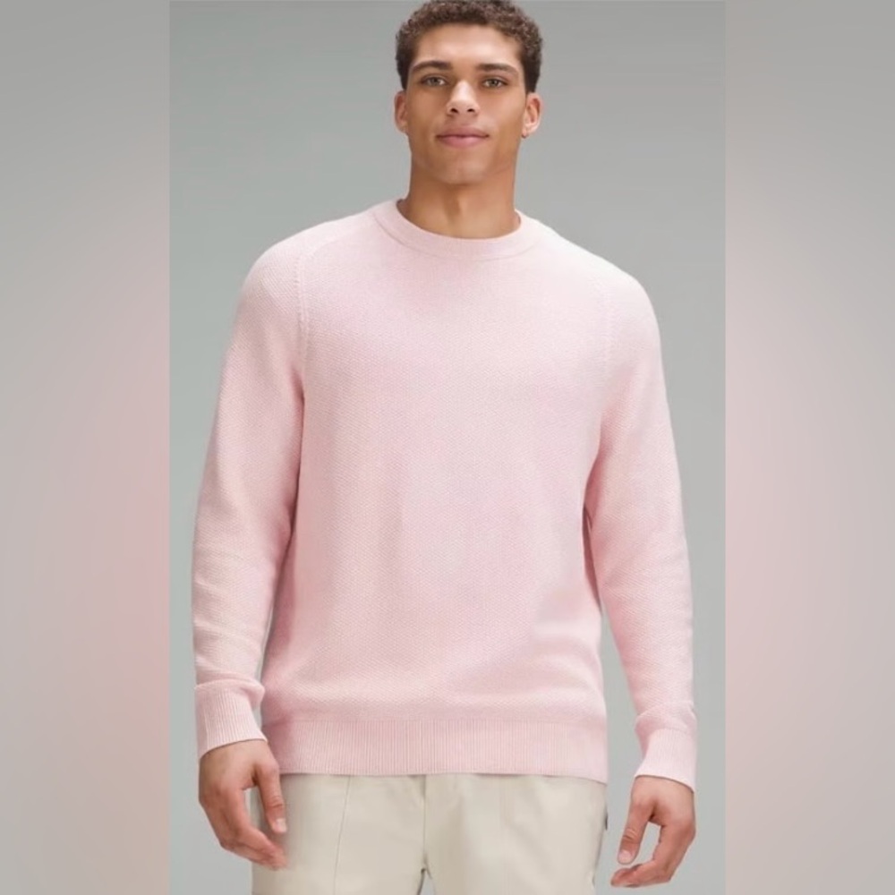 Lululemon | Men’s Textured Knit Crewneck Blush Pink Raglan Sweater | Sz XL